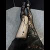 Medias Eclipse de Halloween Estilo Gótico Oscuro Seda Negra Estampado Telaraña Medias para Mujer de Corte Libre