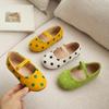 Sapatos de Couro para Meninas para Uso Externo Primavera e Outono Novos Sapatilhas Redondas Pequenas Sapatilhas de Menina Princesa Bebê Menina Bolinhas Dopamina