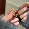 Aretes de Fruta de la Paz Estilo Navidad con Diamantes Brillantes, Exquisitos, Únicos, de Alta Gama, Lujo Accesible, Aretes para Atmósfera de Fotos Navideñas