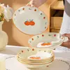 Prato Fofo Estilo Ins Tigela de Cerâmica Doméstica Tigela de Arroz Tigela de Sopa Prato Prato Fundo Louça Alto Valor de Aparência