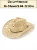 Transfronterizo 2025 Nuevo Estilo Sombrero de Vaquero para Mujer Hueco Estilo Étnico Sombrilla Paja de Papel Sombrero de Vaquero Occidental Sombrero de Paja con Protección Solar de Verano