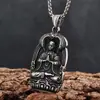Collar para Hombre con Colgante de Serpiente y Buda Vintage Desgastado, Amuleto Protector Zen Estilo Chino, Accesorio Largo Antidesvanecimiento