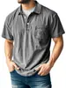 2026 Transfronteiriço Amazon Site Independente Masculina Algodão Puro Casual Versátil Retro Manga Curta Gola Button-Down Camiseta Masculina
