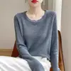 Suéteres de punto para primavera y otoño, playeras básicas al por mayor, imitación de alta calidad, estilos nuevos para ropa interior, ropa exterior, suéteres de punto de cuello redondo de manga larga para mujer
