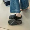 Diadema de Peluche Retro de Lunares 2026 Otoño/Invierno Pantuflas para Mujer Suela Suave Cálidas de Interior para el Hogar Antideslizantes Pantuflas de Algodón Perezoso con Más Terciopelo