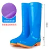 Botas de lluvia con suela de goma, zapatos de goma de caña alta antideslizantes de media caña con terciopelo engrosado para mujer, adecuados para lavado de autos, sitio de construcción, protección laboral, cómodos zapatos de agua