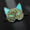 Broche de Cabeça de Gato com Strass Completo Novo Estilo Retro Transfronteiriço Acessório Personalizado para Roupa de Gato Pinos de Lapela Joias Ecológicas