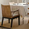 Silla de Comedor de Madera Maciza y Ratán Estilo Wabi-Sabi Silla de Hotel Restaurante Casa de Huéspedes Silla de Ocio con Reposabrazos Silla Muyan Silla de Comedor de Ratán