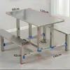 Cantina Escolar Conjunto de Mesa e Cadeiras de Aço Inoxidável Assentos para 4/6/8 Pessoas Canteiro de Obras Fábrica Refeitório Integrado para Funcionários Espessado