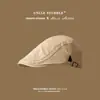 Cabeça grande perímetro francês boina feminina primavera e outono anti-wear antigo para a frente boné mostrado rosto pequeno preto pintor chapéu newsboy