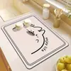 Alfombrilla Drenante de Tierra de Diatomeas con Cachorro de Dibujos Animados, Alfombrilla Absorbente de Agua Antideslizante, Alfombrilla para Secar Utensilios de Cocina, Alfombrilla Aislante de Calor para Escritorio