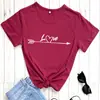 Camiseta Nueva de San Valentín con Estampado de Corazón y Flecha Amor Nuevo Camiseta de Mujer de Manga Corta con Cuello Redondo de Comercio Exterior Europeo y Americano
