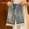 Calça Jeans Grossa com Forro de Lã para Meninas Estilo Coreano Moda Versátil para Crianças Pequenas Calça de Ano Novo para Outono e Inverno