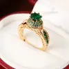 Comercio exterior transfronterizo nueva moda europea y americana lujo estilo corte avanzado incrustado circón de color joyería de anillo de nicho