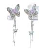 Brincos de Borboleta Roxo Azul com Franjas Luxo Leve Elegantes Longos 2024 Novidades Explosivas Nicho Doces para Mulheres