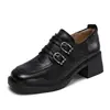 Mocasines de Cuero Genuino con Suela Gruesa para Mujer Marrón Retro Francés Zapatos Pequeños de Cuero para Mujer 2026 Otoño Nueva Llegada Estilo Británico Zapatos de Vestir