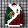 Patrón de Bandera Mexicana Impresión 3D Transfronterizo Nuevo Sudadera con Capucha Casual para Hombre Venta Directa de Fábrica Suministro