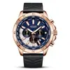Reloj Megir para hombre, elegante, multifuncional de tres ojos, esfera grande, de cuero genuino, reloj deportivo para hombre 2103