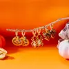 Brincos de Aranha de Diamante Desenho Animado Europeus e Americanos Transfronteiriços para Halloween Brincos Divertidos de Fantasma Abóbora Caveira para Festa de Halloween