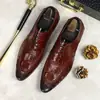 Preventa, no disponibleZapatos de Piel para Hombre con Cordones Zapatos Casuales de Negocios Estilo Coreano Modernos Piel Suave Zapatos de Boda con Patrón de Cocodrilo