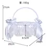 Casamento Estilo Ocidental Cesta de Flores Almofada para Alianças Branca Portátil Cesta de Flores para Florista Espalhar Flores Decoração com Laço Pequena Almofada para Alianças Decoração de Casamento