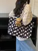 Bolsa de lona com poá para mulheres, novo estilo 2026, grande capacidade, leve, versátil para o dia a dia, bolsa de ombro, bolsa de mão casual