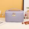 Bolsa Cosmética de PU de Gran Capacidad y Alta Calidad con Textura de Bambú, Bolsa Portátil para Almacenamiento de Cosméticos, Bolsa Impermeable para Artículos de Aseo