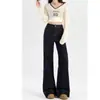 Jeans feminino azul-denim, perna reta, levemente flare, novo estilo outono 2026, azul escuro, perna larga, modelador, calça comprida para baixinhas