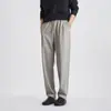 Calça Casual Texturizada Yizhi Lyocell com Cordão na Cintura para Homem, Outono Cor Sólida Solta Versátil para o Dia a Dia Calça de Moletom de Perna Reta