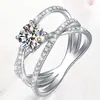 Anillo de diamante de cuatro garras entrelazado bañado en oro rosa de 18 quilates anillo de diamante de imitación moissanita tercera generación tres 2 quilates anillo