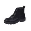 Botas Femininas Tamanho Grande Transfronteiriço 2025 Primavera & Outono Novo Estilo Bico Redondo Estilo Britânico Cadarço Zíper Casual Botas Curtas