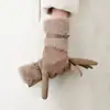 Guantes de Gamuza Suave y Cerosos para Mujer, Cálidos y Engrosados de Invierno con Empalme de Piel Sintética de Visón y Hebilla de Cinturón, Guantes para Pantalla Táctil