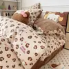 Juego de Cama de Cuatro Piezas de Algodón Puro Ab Surface Terciopelo de Leche Invierno Engrosado Funda de Edredón de Terciopelo de Coral Juego de Tres Piezas para Dormitorio de Estudiante con Forro de Lana