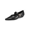 Artístico All-match Dainty Pointed Sheepskin Mary Jane 2024 Outono Grosso Sapatos de Salto Baixo de Couro Single-button Tamanho