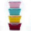 Lonchera Cuadrada de Silicona de Grado Alimenticio, Contenedor Plegable para Almacenamiento Apto para Microondas, Lonchera Bento para Refrigerador, Tazón Sellado para Conservación
