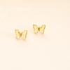 Pendientes de botón de mariposa de plata de ley 925 con circonita de varios colores para mujer, pendientes creativos E278