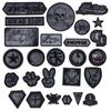 PU Preto Couro Reparação Pano Remendo Acessórios Emblema Pequeno Bordado Jaqueta Denim Calças de Couro Remendo Remendo