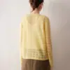 Cárdigan de Punto 100% Cachemira Pura Otoño Invierno Manga Larga para Mujer Cuello Redondo Suéter de Moda