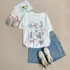 Camiseta de Algodão com Estampa de Animal Cartoon Floco de Neve Manga Curta Solta Verão Nova Estilo Hot Girl Solta Emagrecedora Tamanho Grande
