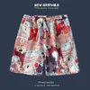 Shorts de praia masculinos de verão, shorts florais finos, sunga de secagem rápida, calças de dormir da moda folgadas, calças casuais até o joelho, shorts grandes