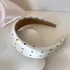 Diadema de Esponja con Lunares Blancos y Negros Satinados Brillantes Estilo Retro Francés Elegante Diadema de Moda Estilo Coreano Pinza para el Cabello
