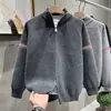 Cárdigan suéter retro de cuello alto medio estilo americano con cremallera, suéter de punto casual holgado de moda para hombre primavera/otoño/invierno