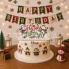 Banderín navideño y de cumpleaños transfronterizo, decoraciones para fiestas con temática de muñeco de nieve, banderín de letras, adornos colgantes en espiral, adornos para pasteles y arreglos decorativos