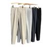 Pantalones cortos británicos para hombre, elegantes leggings rectos ajustados con colgante, pantalones cónicos de nueve puntos estilo coreano