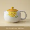 Conjunto de bule e xícara de chá de cerâmica amarelo-limão pintado à mão, conjunto de chá kung fu de uso doméstico de alta qualidade com bule único, gaiwan e xícara de chá