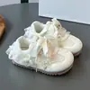 Zapatillas de Entrenamiento Alemanas de Malla para Niñas con Lazos de Encaje, Zapatos Deportivos de Suela Suave Transpirables, Estilo Primavera/Otoño, Zapatos Casuales Estilo Princesa para Niños