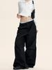 Pantalones de Trabajo Yongfang Americano Retro para Hombre y Mujer con Diseño Plisado Tridimensional, Pantalones Holgados Casuales de Moda con Caída y Pierna Recta