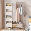 Armario para Dormitorio de Casa Simple y Económico a Prueba de Polvo Casa de Alquiler Tubo de Acero Marco de Metal Grueso Armario Producto Nuevo 2023