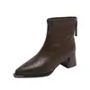 Botines de Punta Francesa para Mujer 2026 Otoño Invierno Nueva Moda Botas Adelgazantes Tacón Grueso Cremallera Trasera Botines Tacón Alto Botas Martin