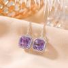 Yilu Silver S925 Sterling Silver Ametista Ornamento Oco Quadrado Luz Luxo High-end Simples Moda Orelha Gancho Eardrop